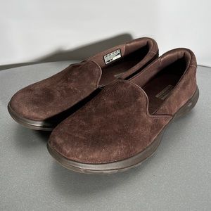 Brown Size 6 Skechers Air Cooled Goga Mat Leather Upper Slip on Loafers Women’s